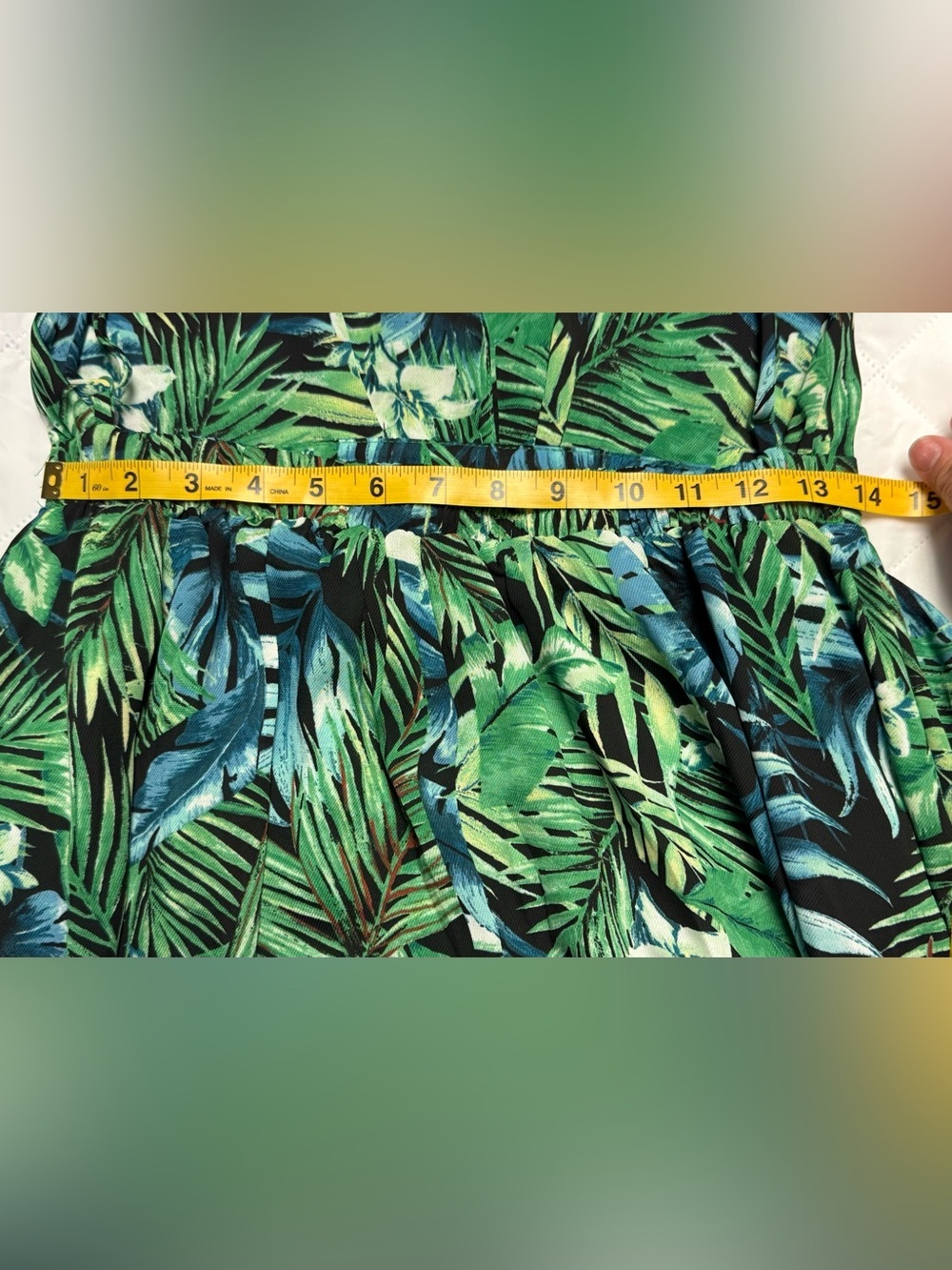 HYFVE Green Tropical Leaf Print Crisscross Back Maxi Dress Size L - Picture 15 of 16